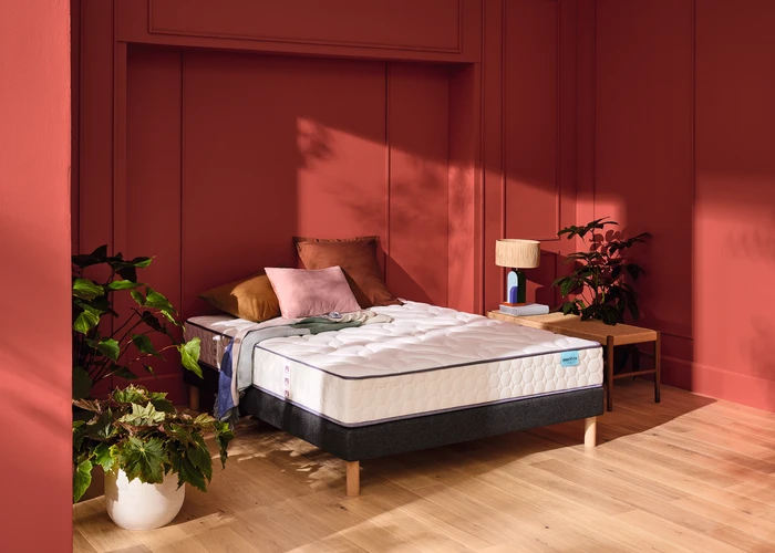 Ensemble matelas 160 x 200 cm et sommier 2 x 80 x 200 cm chine gris anthracite - Merinos Cosy Lit