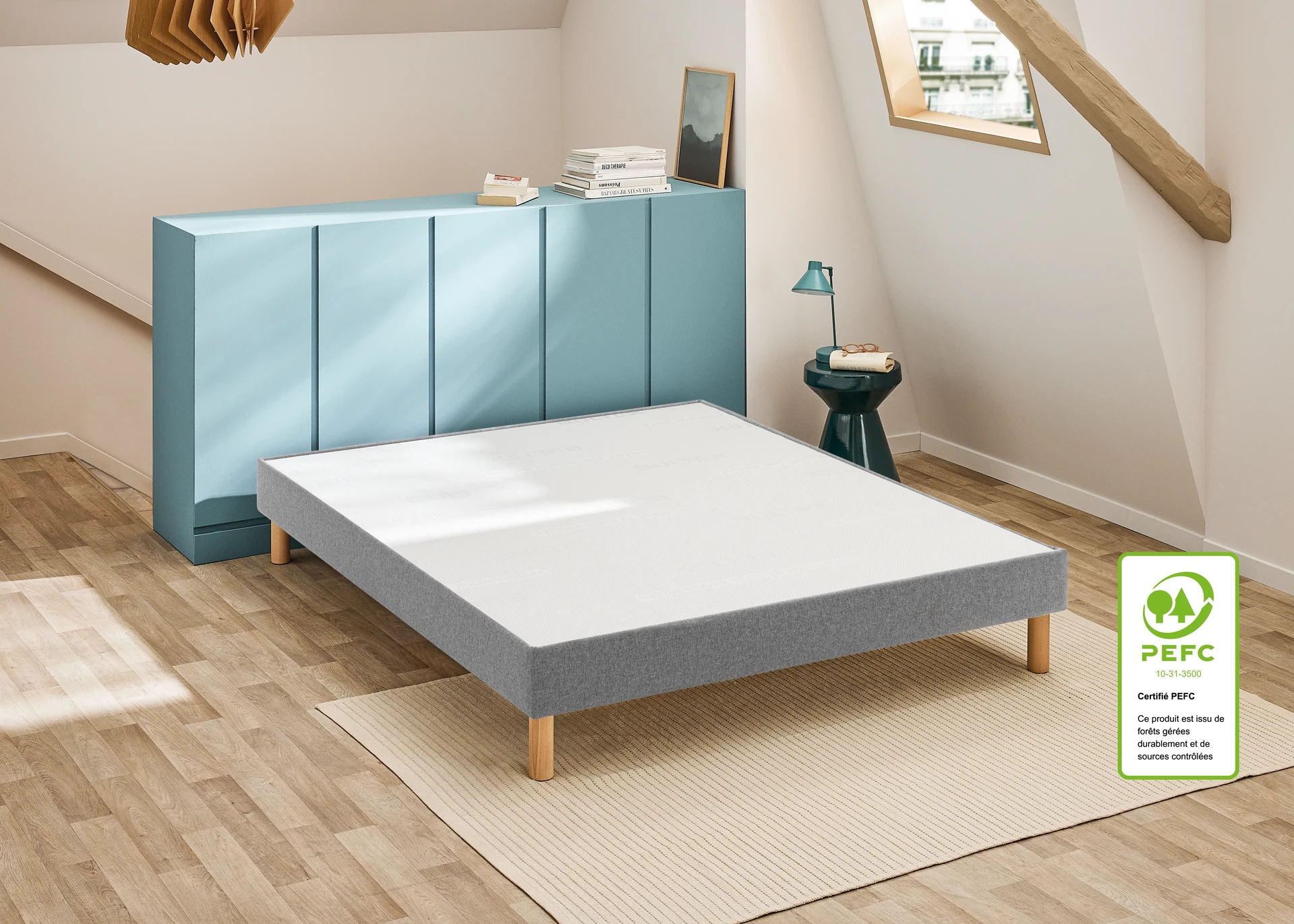 Ensemble matelas + sommier ferme 80 x 190 cm trame gris clair - Bultex ensemble energizing