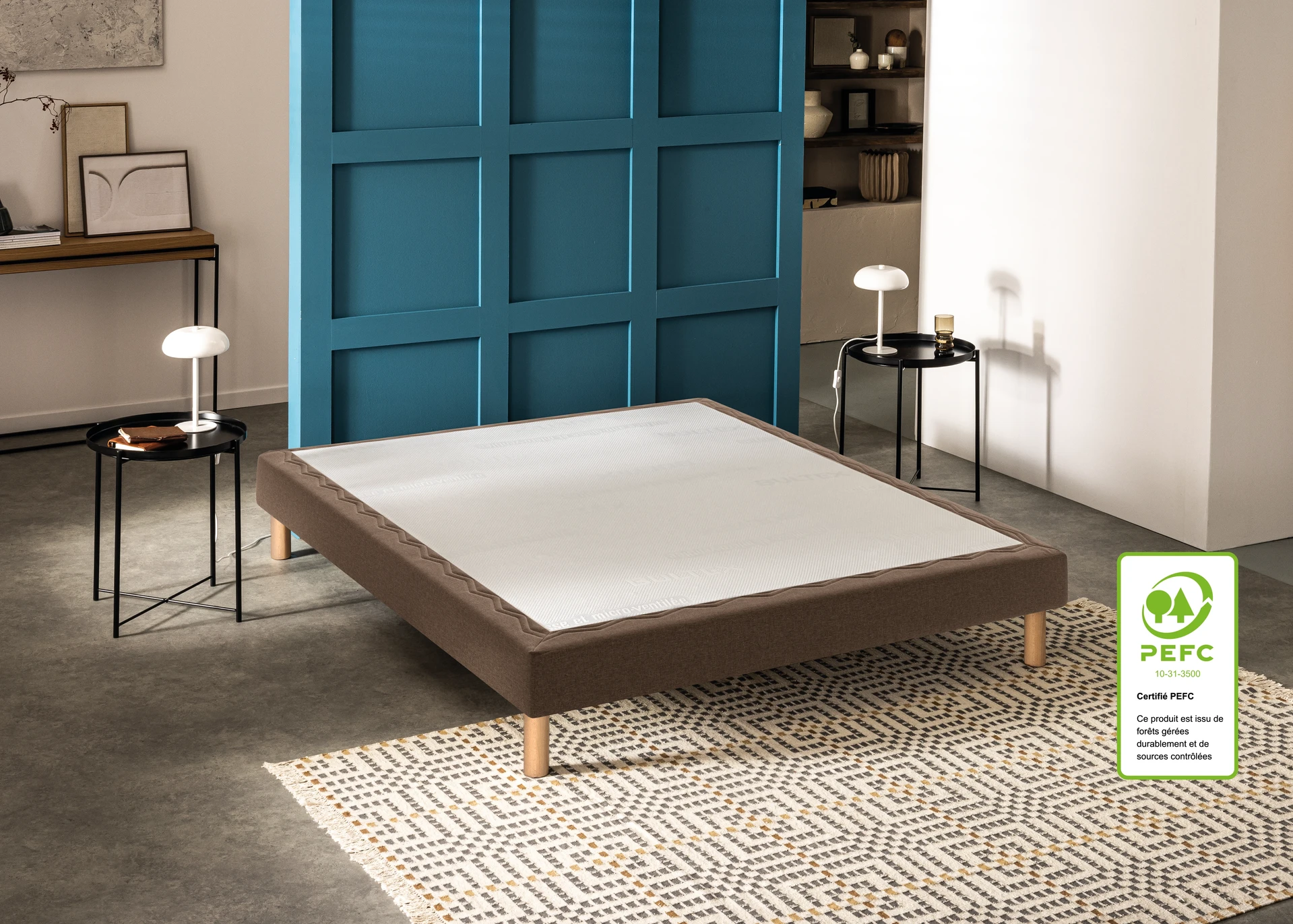 Ensemble matelas 200 x 200 cm + sommier 2 x 100 x 200 cm Trame marron - Bultex ensemble smart night
