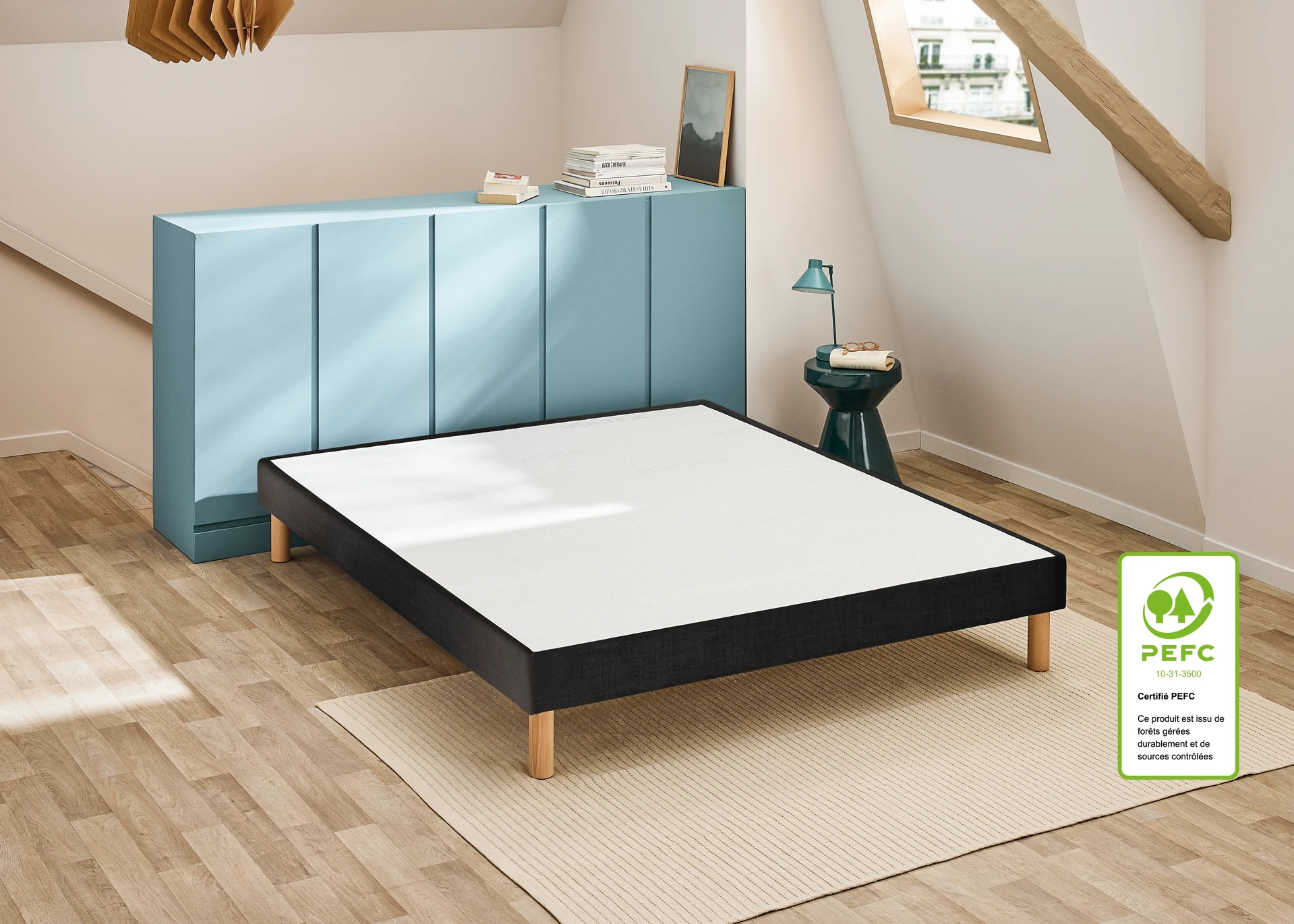 Ensemble matelas + sommier jersey gris fonce 90 x 200 cm - Bultex ensemble efficient